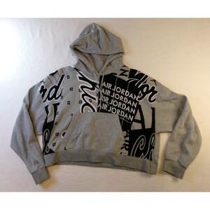 Jordan Women Graphic Fleece Pullover Hoodie Gray‎ Black DD9295-064 Size M